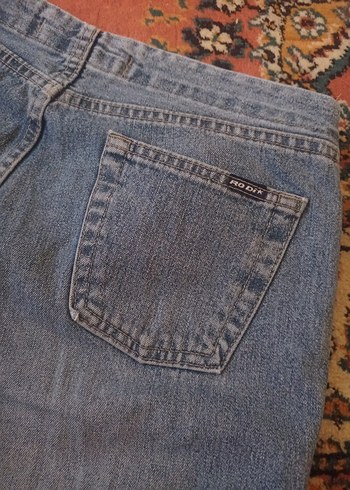 Bohem Gri Mavi İspanyol paça Kesim Kadın Kot Pantolon - Görsel 3