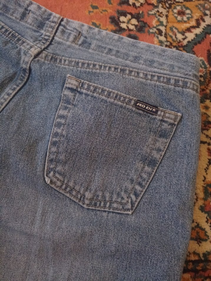 Bohem Gri Mavi İspanyol paça Kesim Kadın Kot Pantolon - Görsel 3