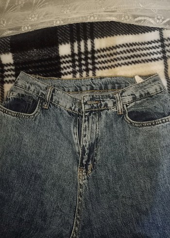 mavi baggy kot pantolon - Görsel 4