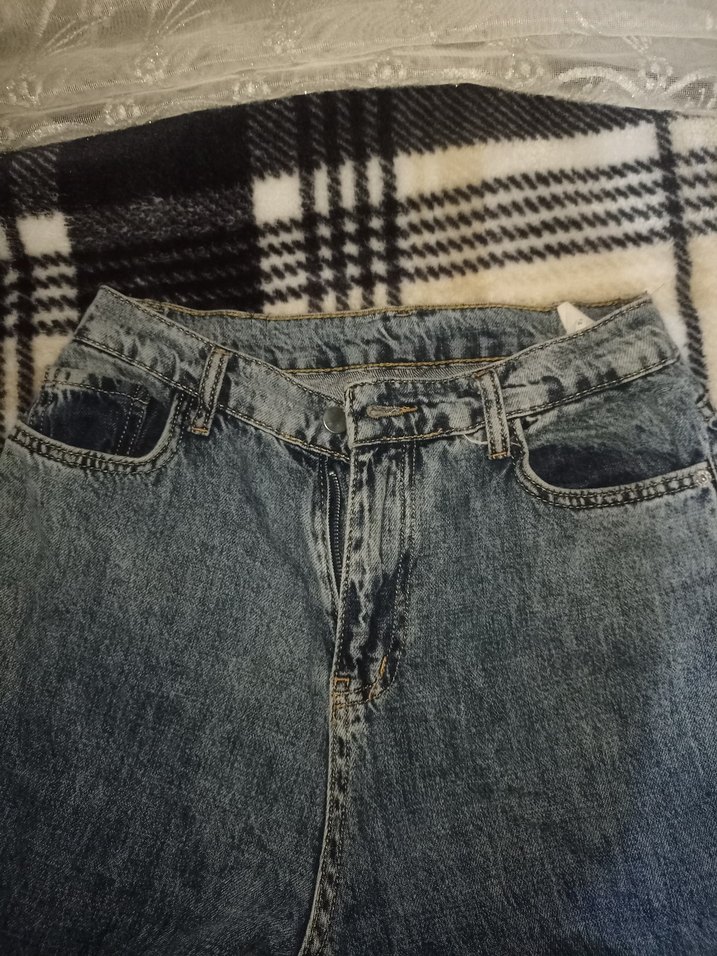 mavi baggy kot pantolon - Görsel 4