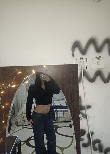 mavi düşük bel pantolon - Görsel 2