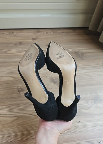 37 Beden siyah Renk Mango Siyah Süet Stiletto Kadın Ayakkabı