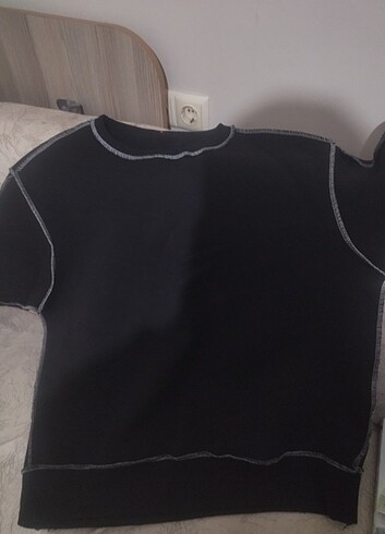 Siyah içi polarlı oversize sweatshirt 