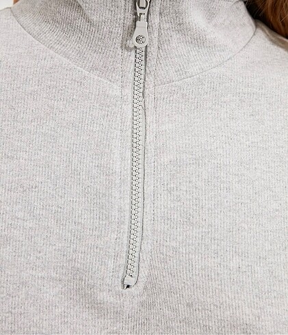 s Beden Fermuarlı gri sweatshirt