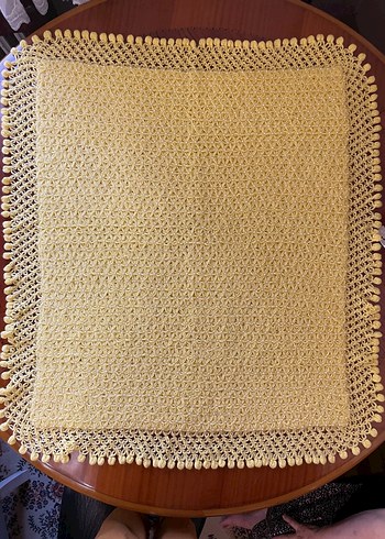 Sarı renk el örmesi Örgü Battaniye - Görsel 9