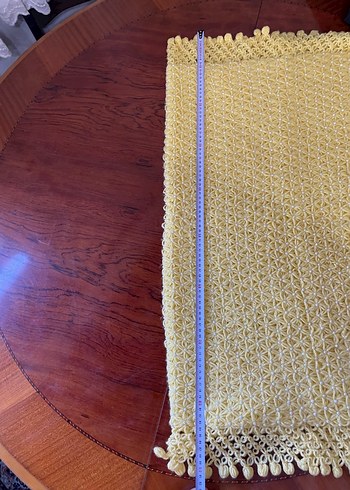 Sarı renk el örmesi Örgü Battaniye - Görsel 7