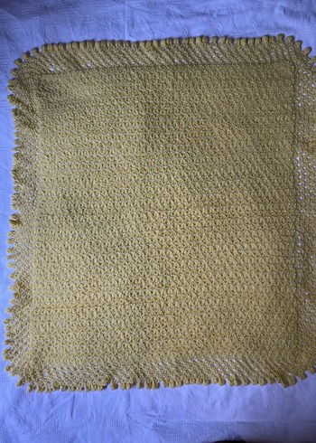 Sarı renk el örmesi Örgü Battaniye - Görsel 8