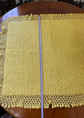 Sarı renk el örmesi Örgü Battaniye - Görsel 4