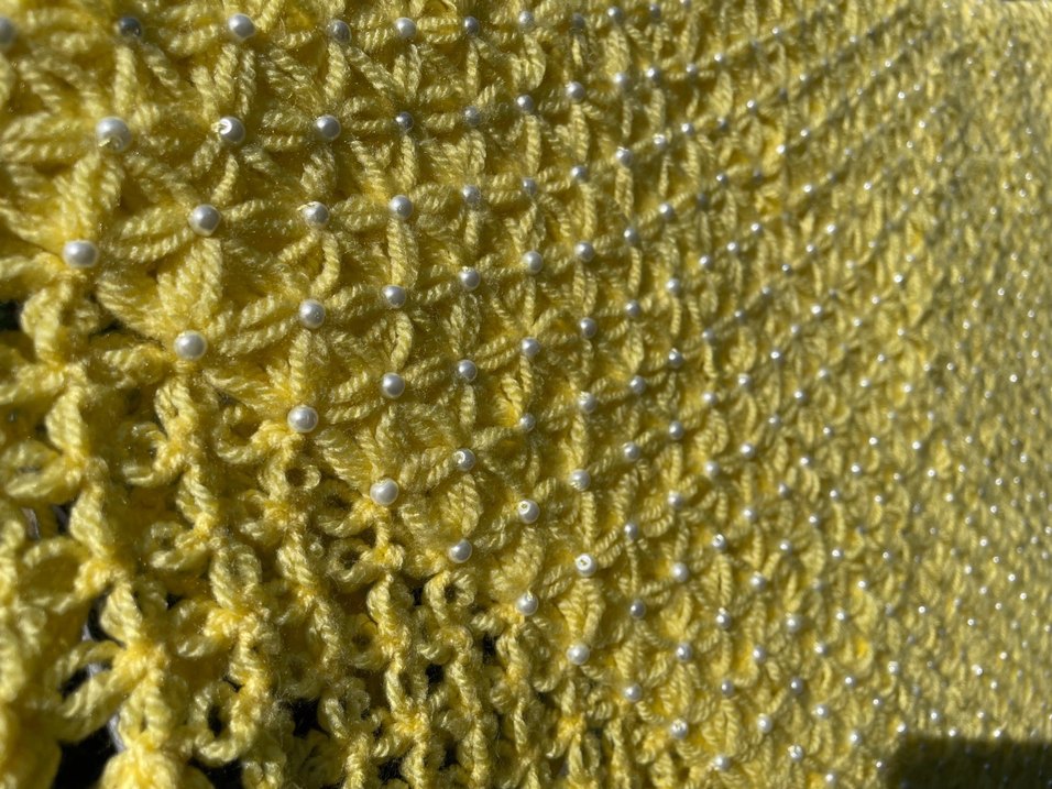 Sarı renk el örmesi Örgü Battaniye - Görsel 2