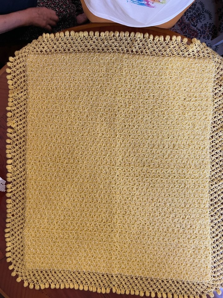 Sarı renk el örmesi Örgü Battaniye - Görsel 3