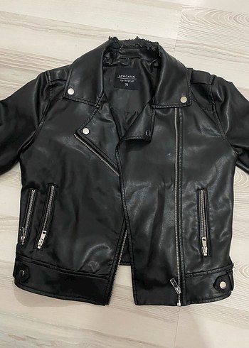 Siyah Deri Rock Punk Kadın Ceket - Görsel 2