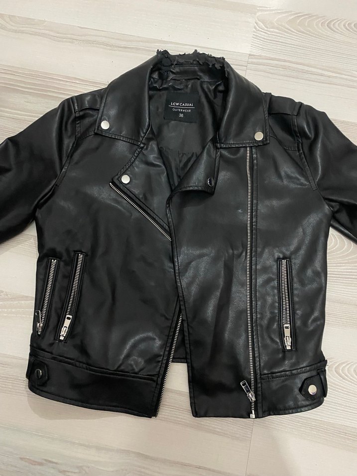 Siyah Deri Rock Punk Kadın Ceket - Görsel 2