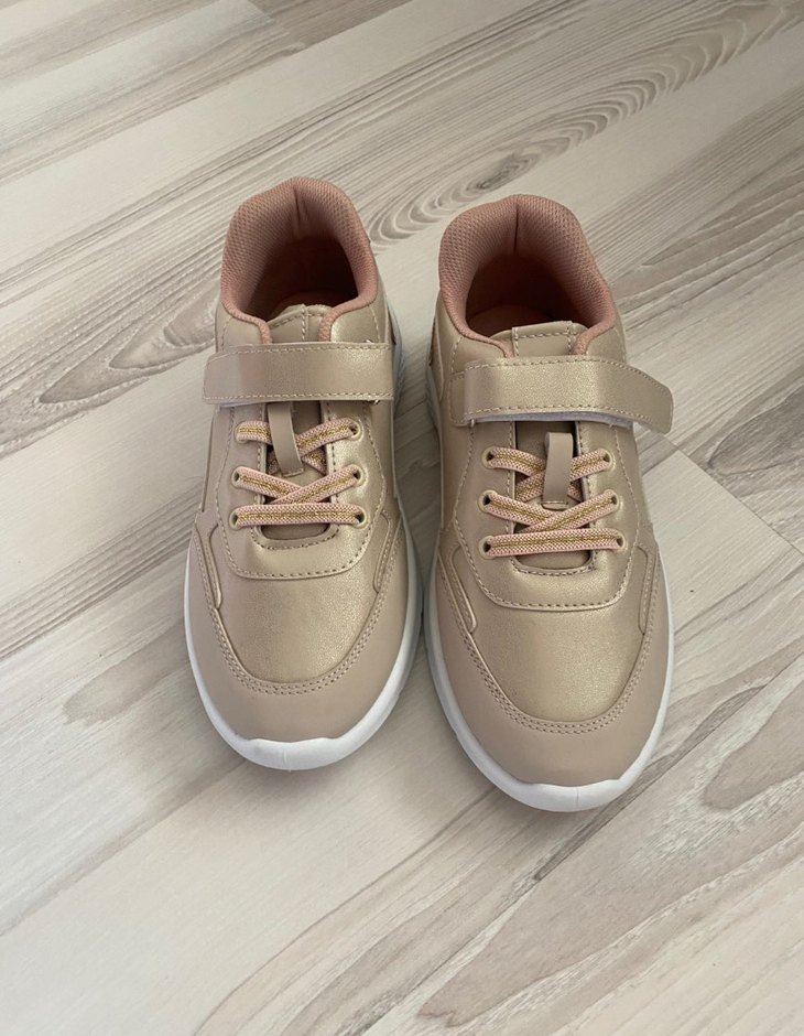 Bej Kız Çocuk Spor Ayakkabı Velcro - Görsel 2