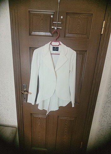 Kırık beyaz slim fit ceket 