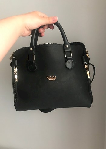 Siyah Deri Kadın Çanta - Zara