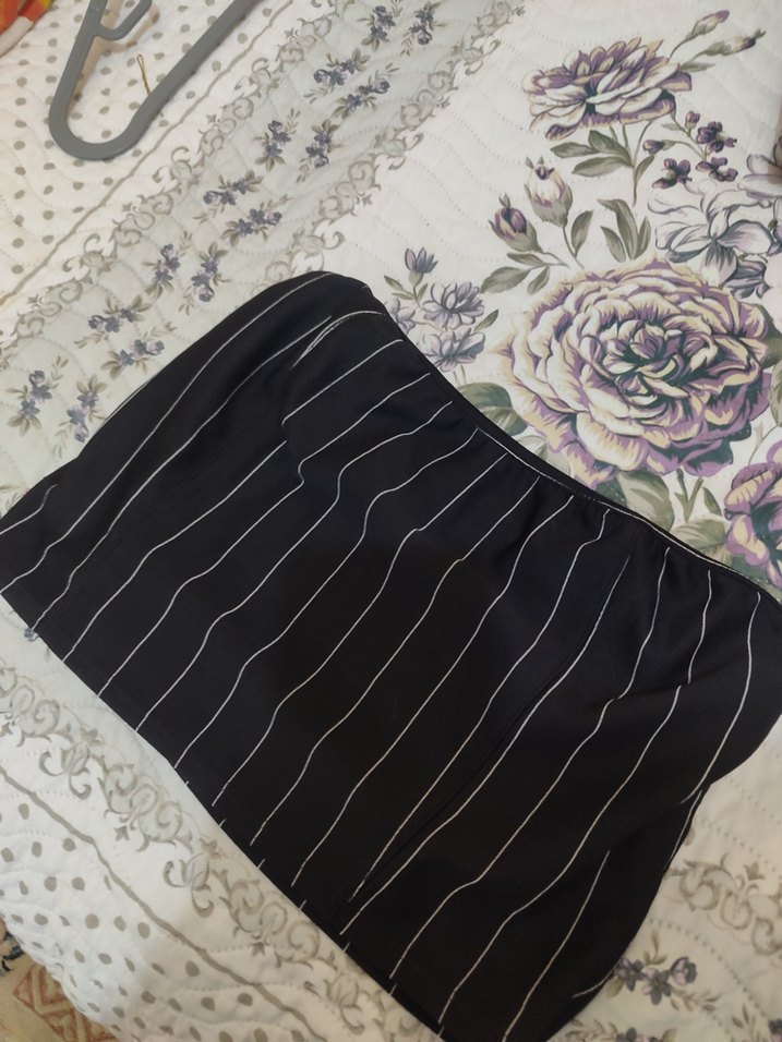 Piliseli Siyah Çizgili Mini bustiyer - Görsel 2