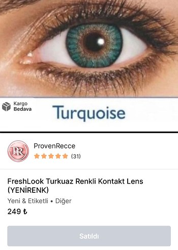 FreshLook Turkuaz Renkli Kontakt Lens