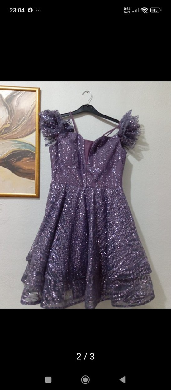 Parlak Mor Straplez Mini Dantel Elbise - Görsel 3