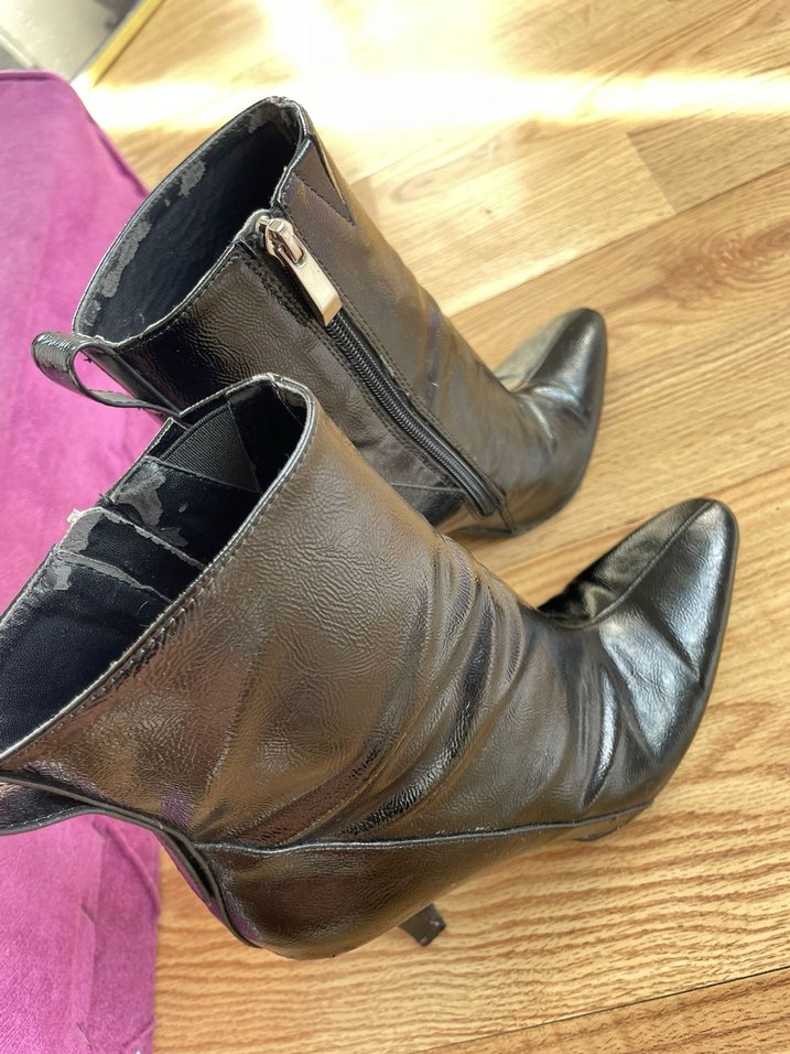 Siyah Deri Tokalı Stiletto Topuklu Bot - Görsel 5