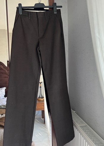 Kahverengi Kemerli Kadın Kumaş Pantolon - Görsel 2