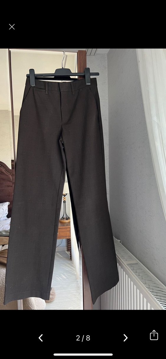 Kahverengi Kemerli Kadın Kumaş Pantolon - Görsel 2