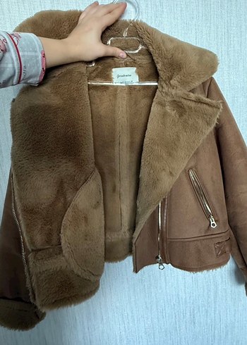 Kahverengi Süet Kürklü Kadın Ceket - Görsel 2