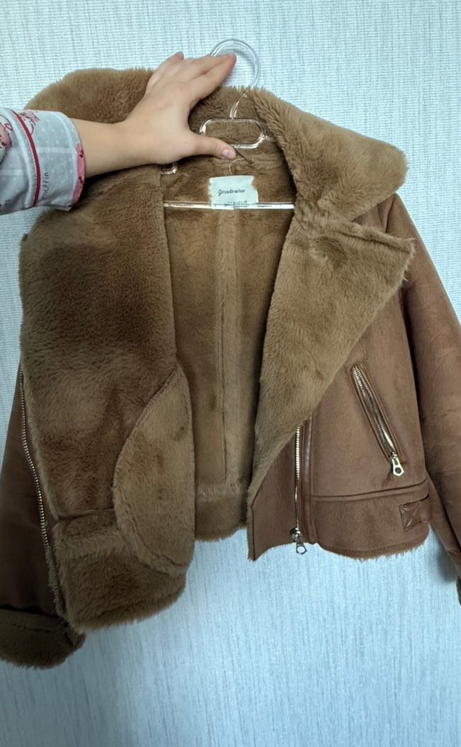 Kahverengi Süet Kürklü Kadın Ceket - Görsel 2