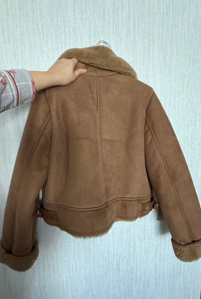 Kahverengi Süet Kürklü Kadın Ceket - Görsel 3