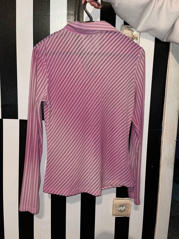 Pembe Çizgili Vintage gömlek - Görsel 2