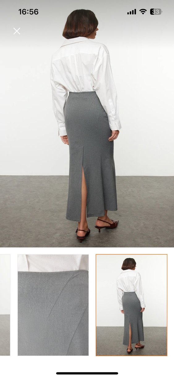 Gri Pilili Uzun Kadın Etek - Görsel 2