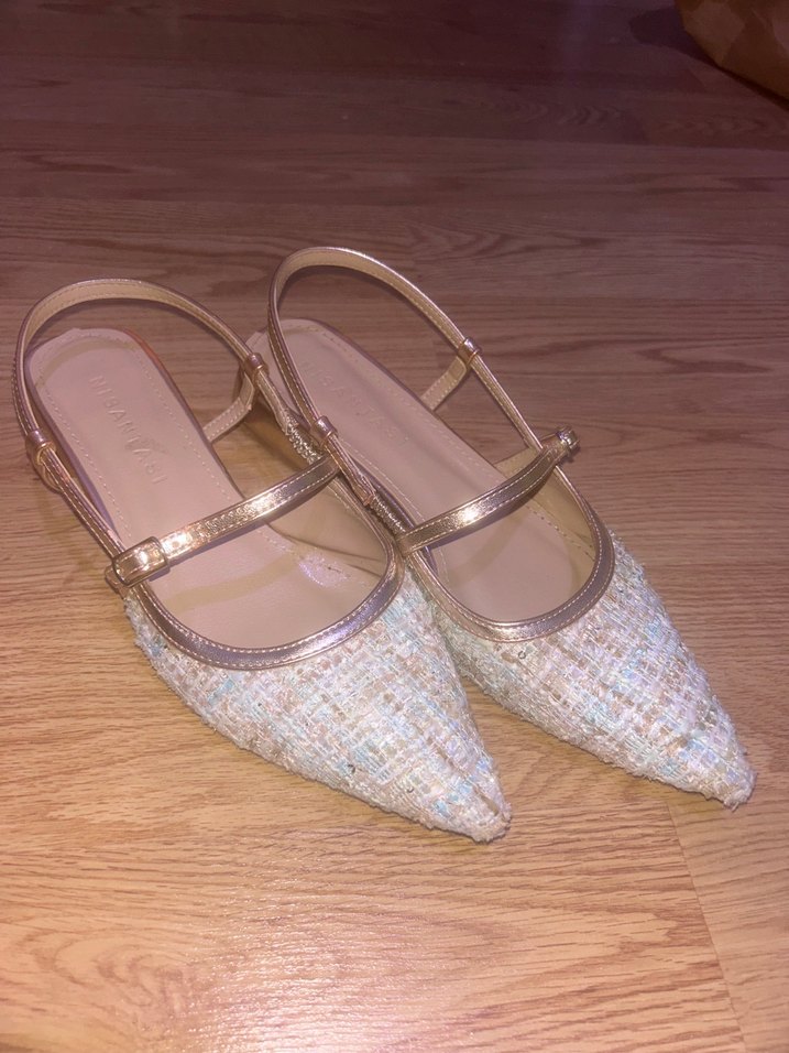 Bej Tokalı Stiletto Topuklu Kadın Babet - Görsel 4