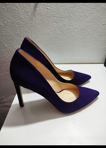 38 Beden mor Renk NINE WEST SÜET SIVRI BURUN INCE TOPUK