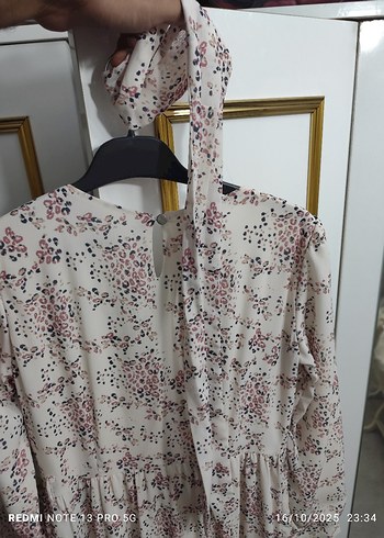 Bej Bohem Uzun Kollu Salaş Elbise - Görsel 5