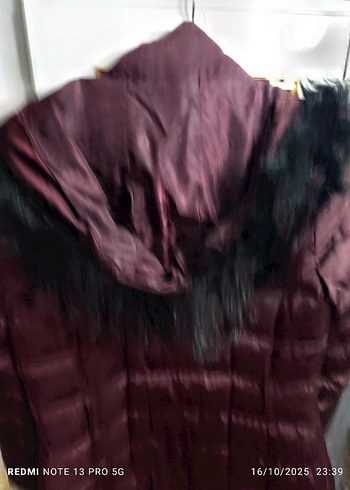 Bordo Kürklü Kadın Kışlık Mont - Görsel 4