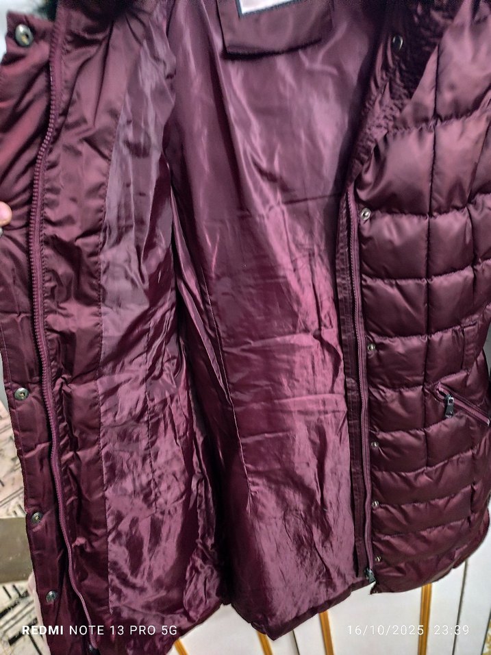 Bordo Kürklü Kadın Kışlık Mont - Görsel 2