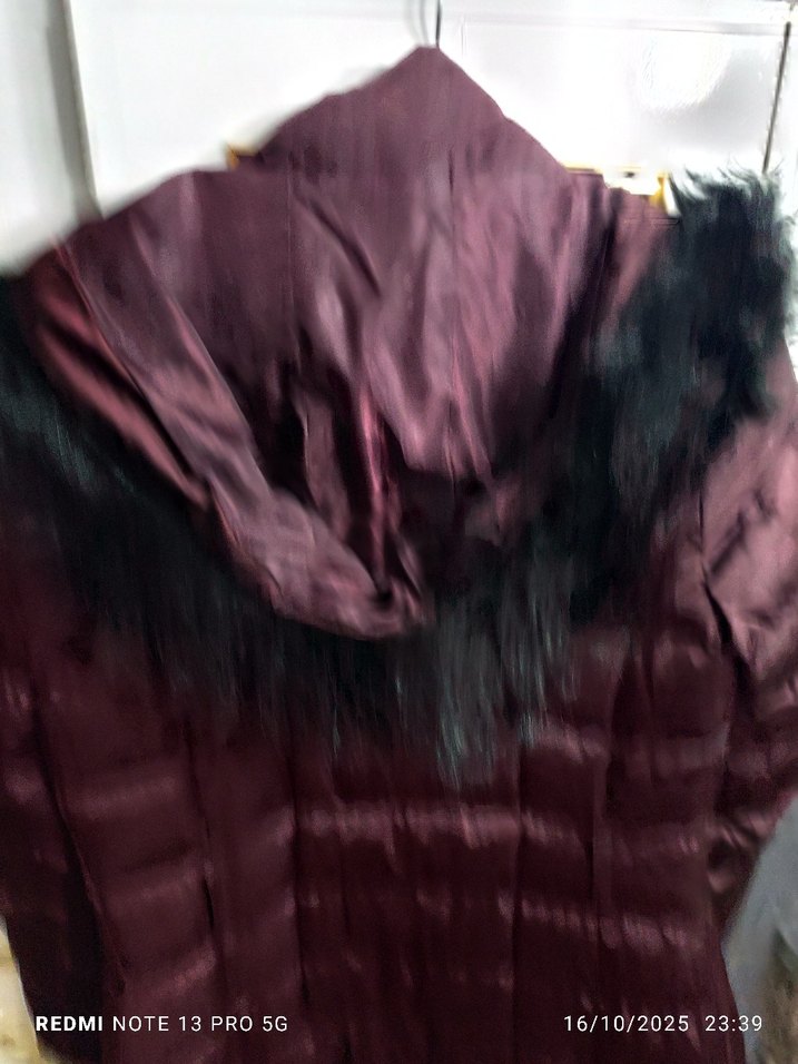 Bordo Kürklü Kadın Kışlık Mont - Görsel 4