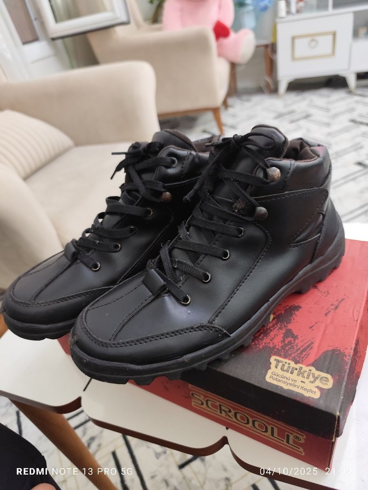 Siyah Deri Erkek Günlük Sokak Stili Botları - Görsel 2