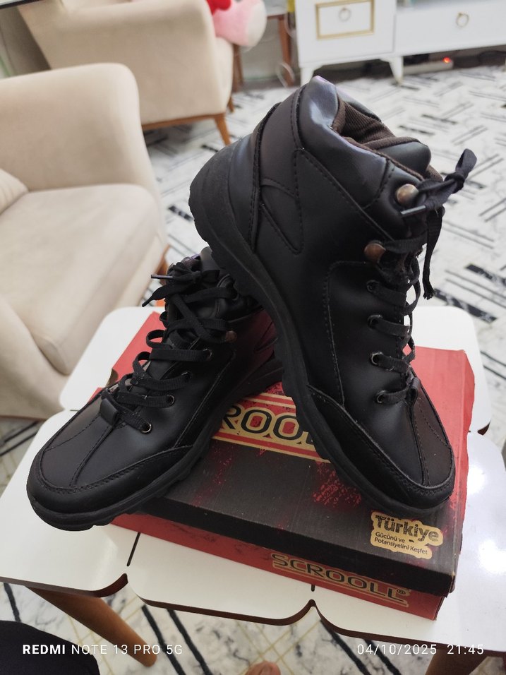 Siyah Deri Erkek Günlük Sokak Stili Botları - Görsel 3