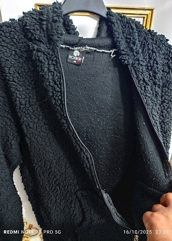 Siyah Peluş Kadın Kapüşonlu Ceket - Görsel 5