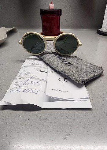 İzipizi Bej - Ekru Retro tarz Kadın Güneş Gözlüğü - Görsel 3