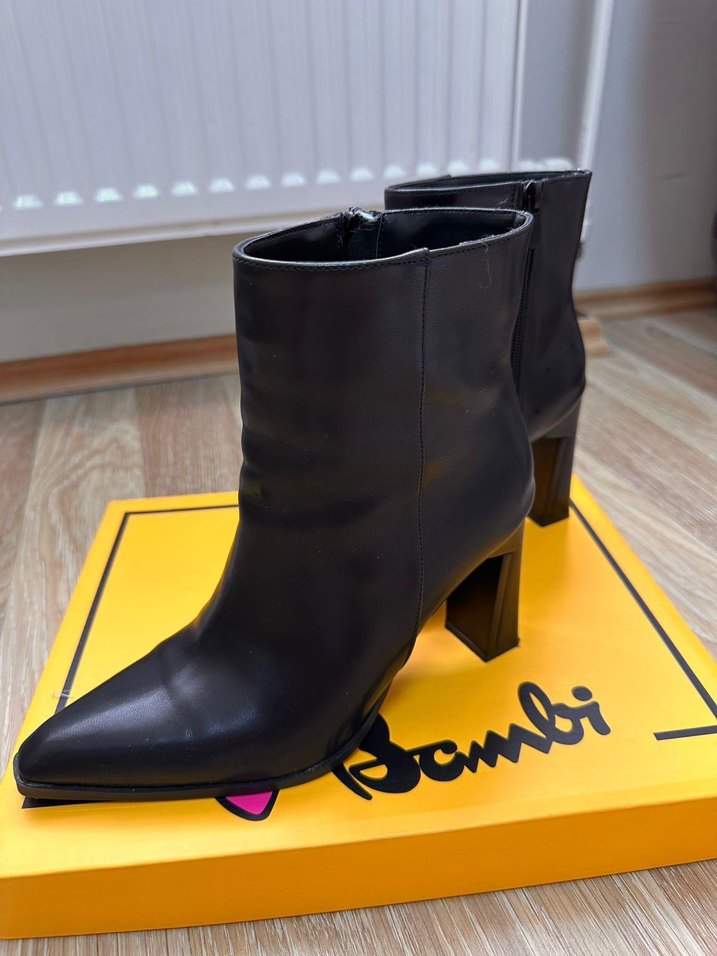 Siyah Deri Stiletto Topuklu Kadın Bot - Görsel 3