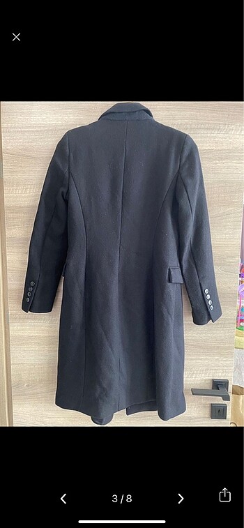38 Beden Zara Kadın Siyah Kaşe Kaban