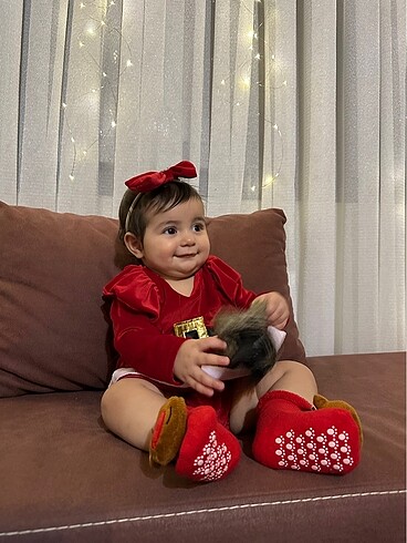6-9 Ay Beden kırmızı Renk Noel anne kıyafeti yılbaşı elbisesi christmas