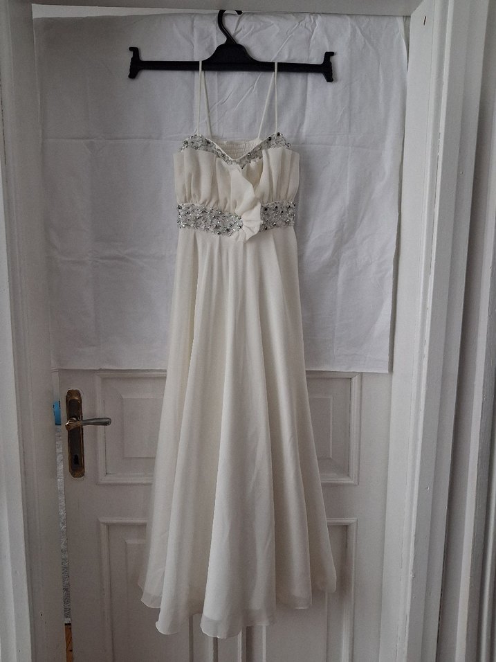 Straplez Mini Uzun Beyaz Gelinlik - Görsel 4