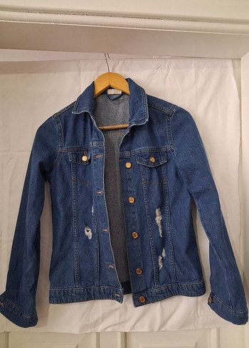 kız cocuk Lacivert Düğmeli Denim Ceket - Görsel 2