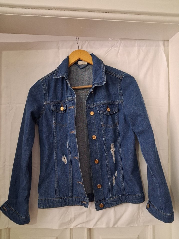 kız cocuk Lacivert Düğmeli Denim Ceket - Görsel 2