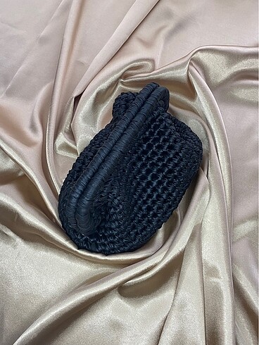 Siyah deri clutch