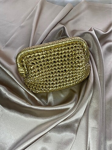 Gold deri Clutch