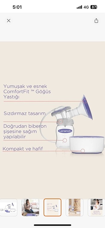  Beden Lansinoh göğüs pompası