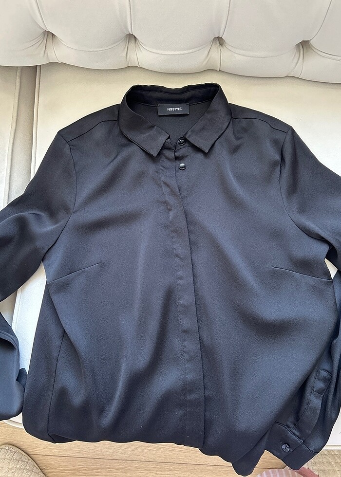 Siyah saten gömlek - Görsel 2